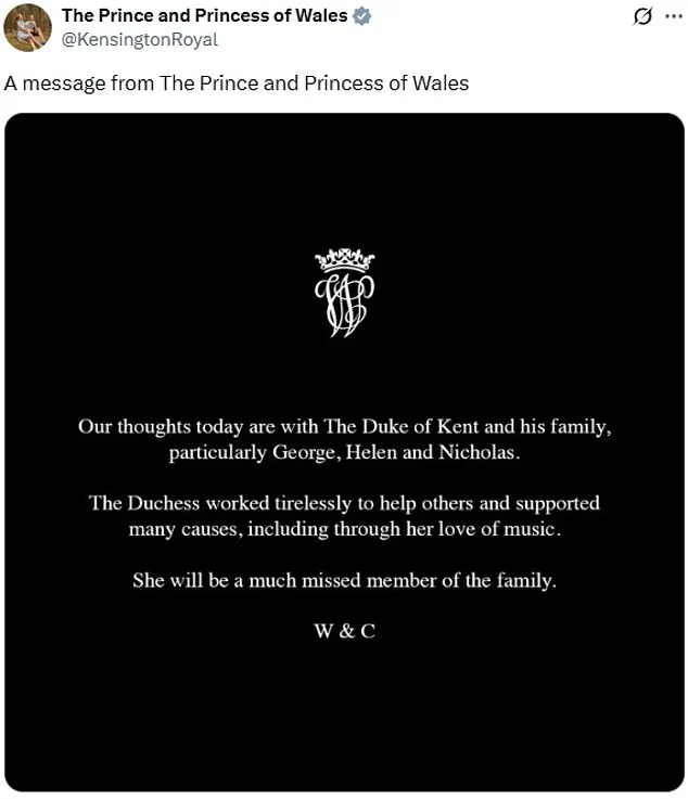 Royal Family in Shock as Duchess of Kent Passes, William and Kate Pay Emotional Tributes to Matriarch's Legacy of Service and Charity