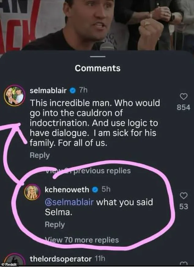 Selma Blair's Social Media Comment on Charlie Kirk Sparks Controversy Over Limited Access to Information
