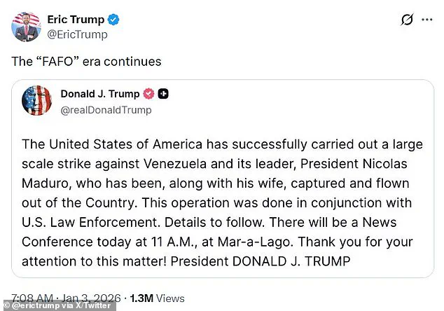 Trump Family's Divided Response to Controversial Venezuela Raid Sparks Internal Debate