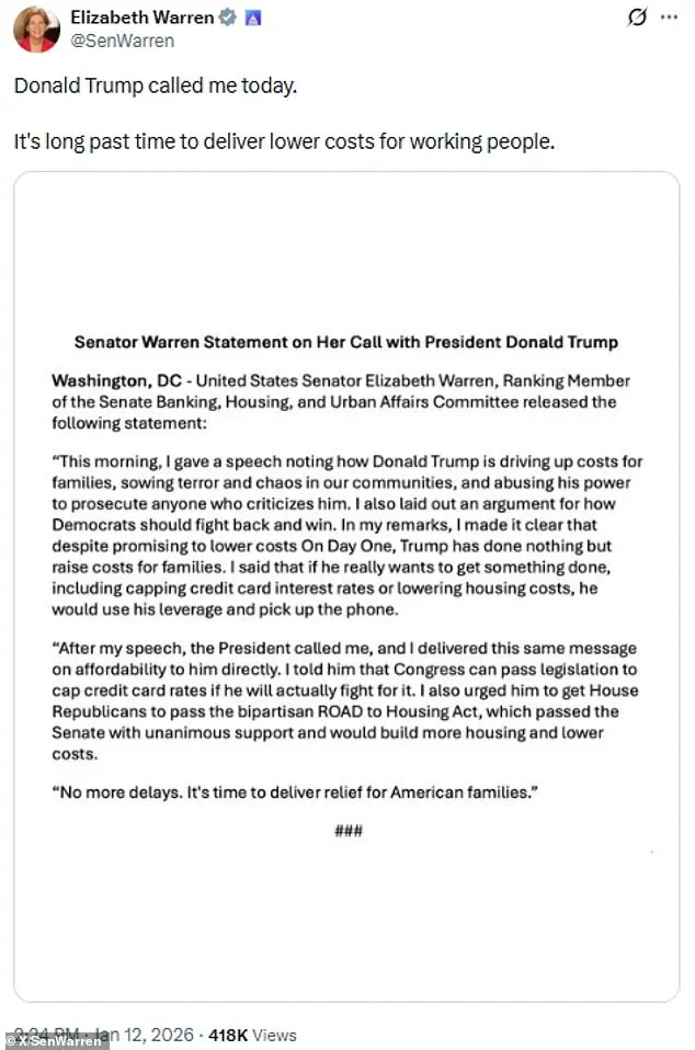 Exclusive: White House Sources Reveal Trump-Warren Collaboration on Working-Class Policies