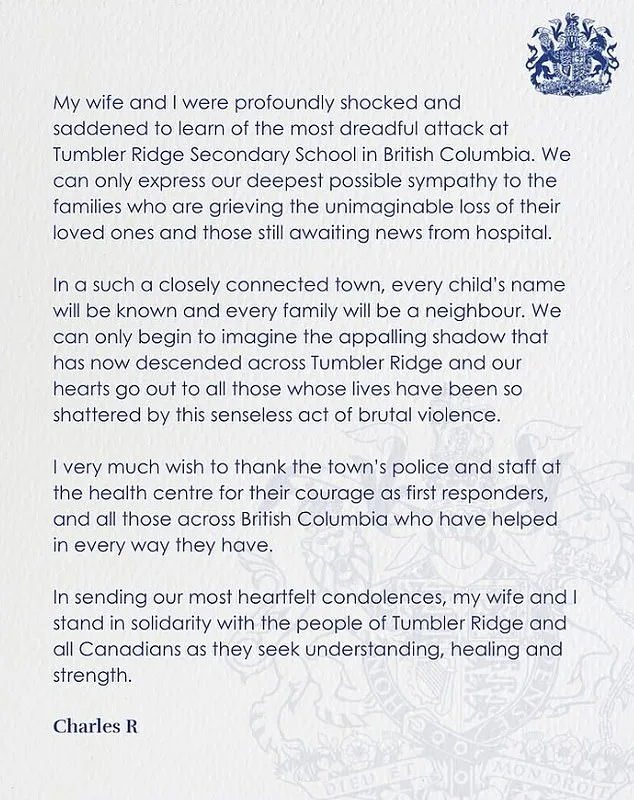 King Charles Expresses Shock and Sadness Over Tumbler Ridge School Shooting, Royal Family Offers Condolences to Victims' Families