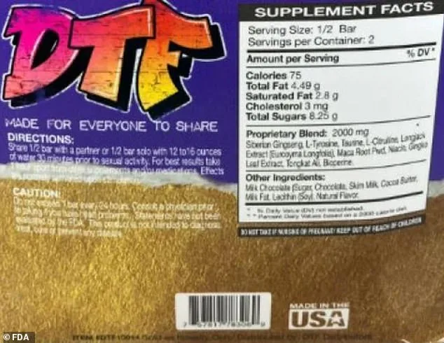 DTF Sexual Chocolate Urgently Recalled After Discovery of Unauthorized Erectile Dysfunction Drugs